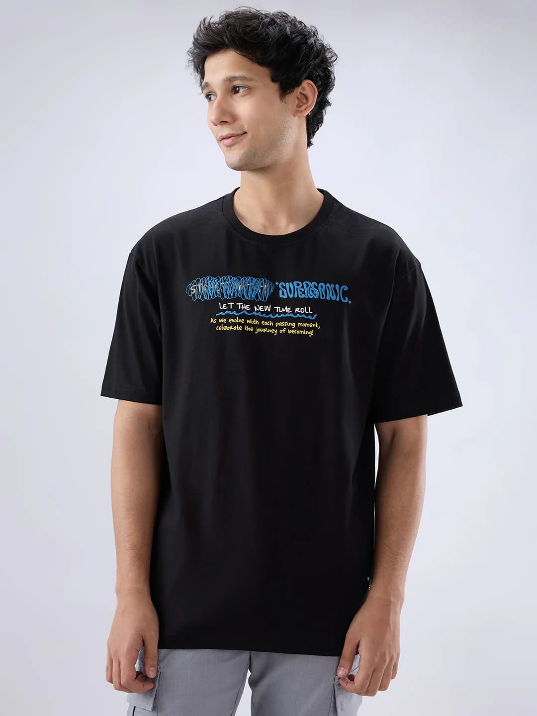 Men's Black Casual Half Sleeves Solid Tshirt