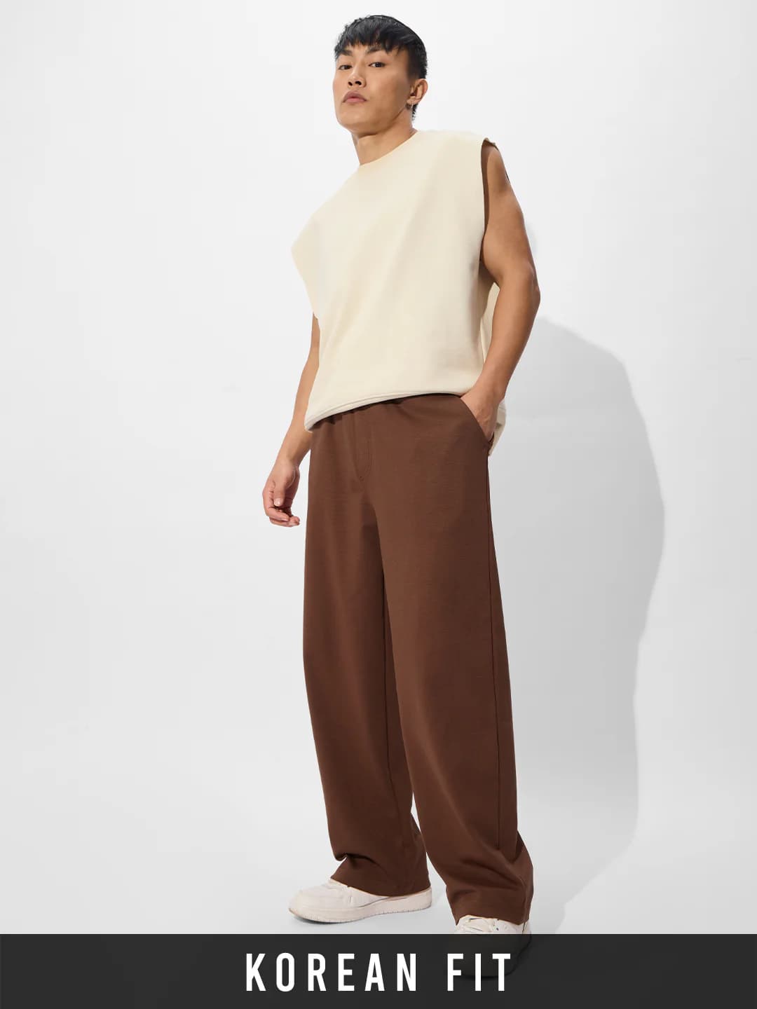 Men's Brown Casual Solid Straight Fit Korean Trackpant
