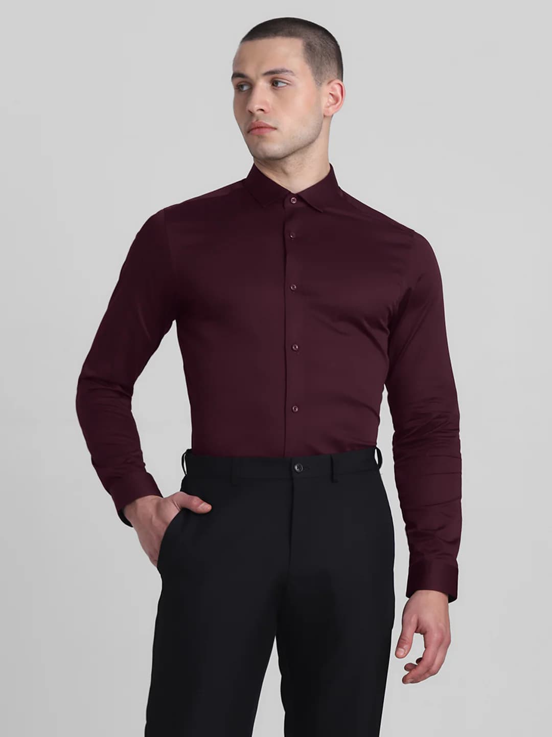 Men Red Casual Full Sleeves Cotton Shirt