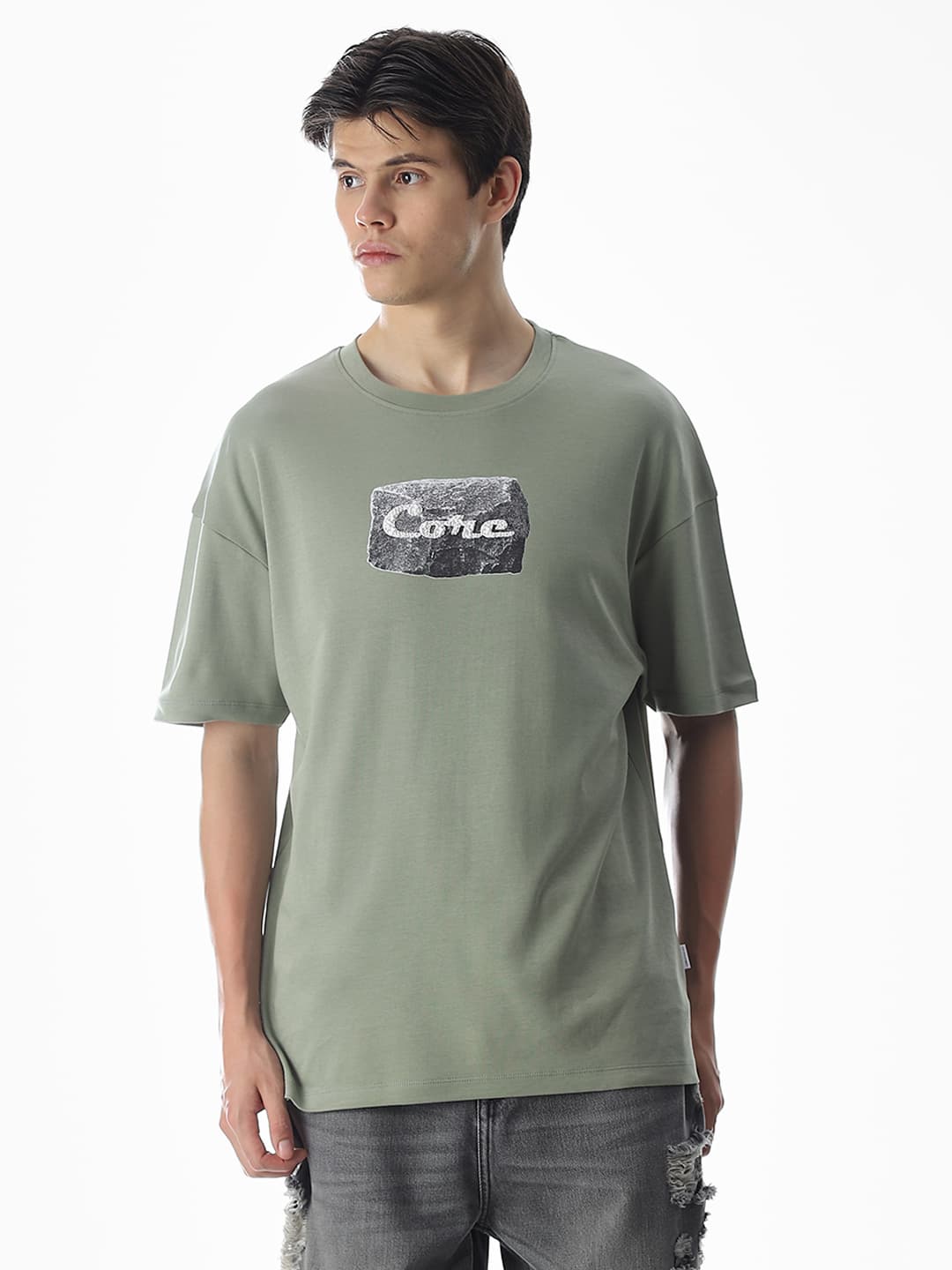 Men Green Casual Half Sleeves Tshirt