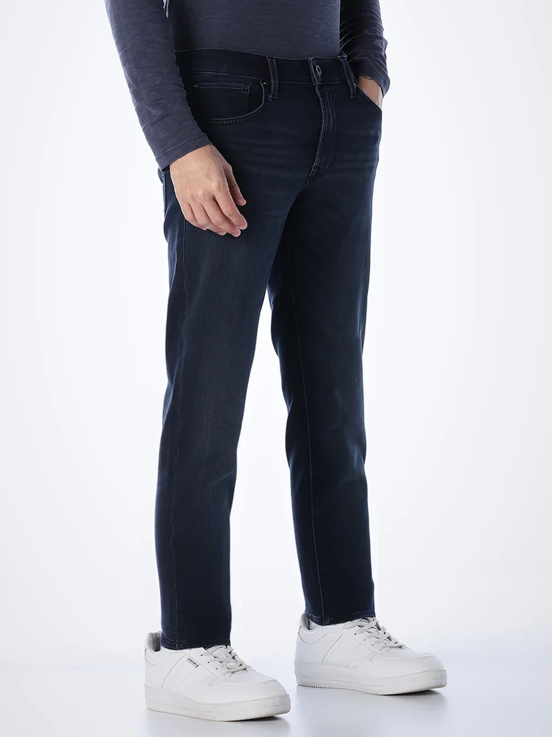 Men's Blue Casual Regular Fit Low Rise Jeans