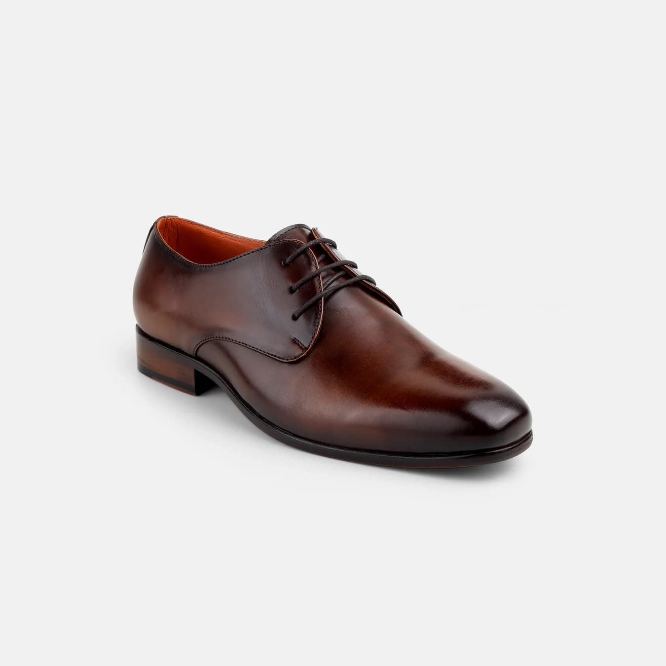 Men's Tan Formal Almond Toe Leather Formal Shoes