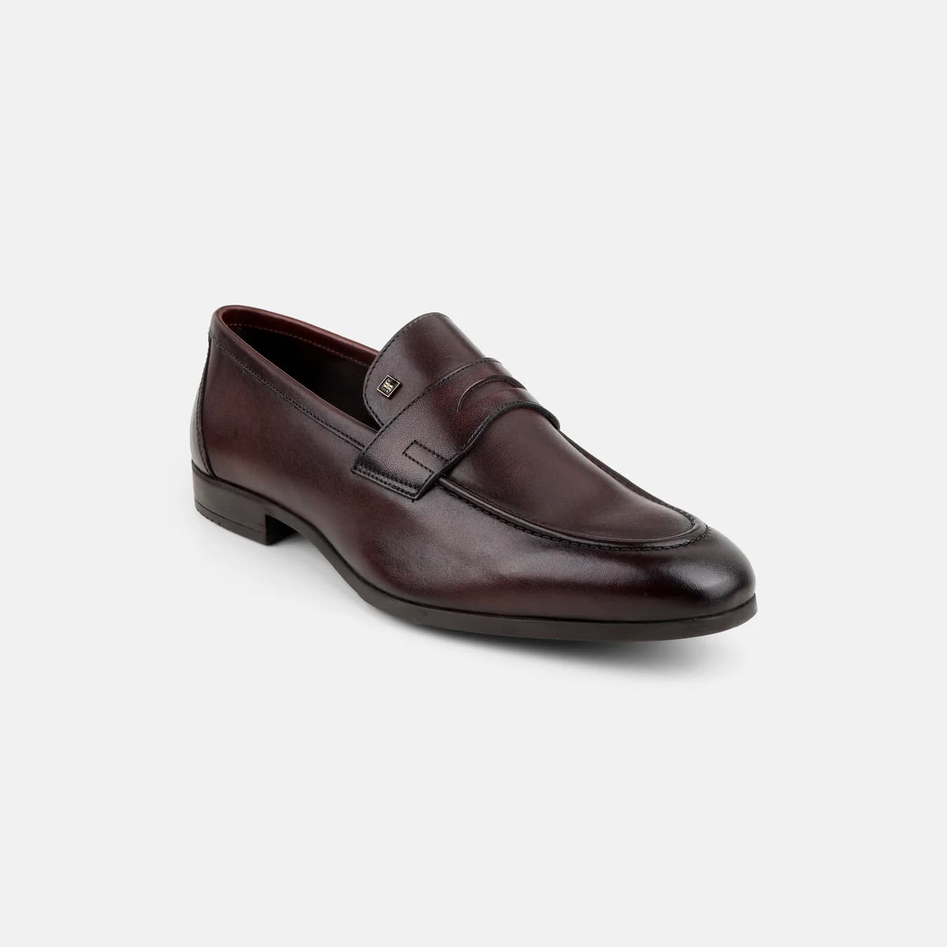 Men's Brown Formal Almond Toe Leather Formal Shoes