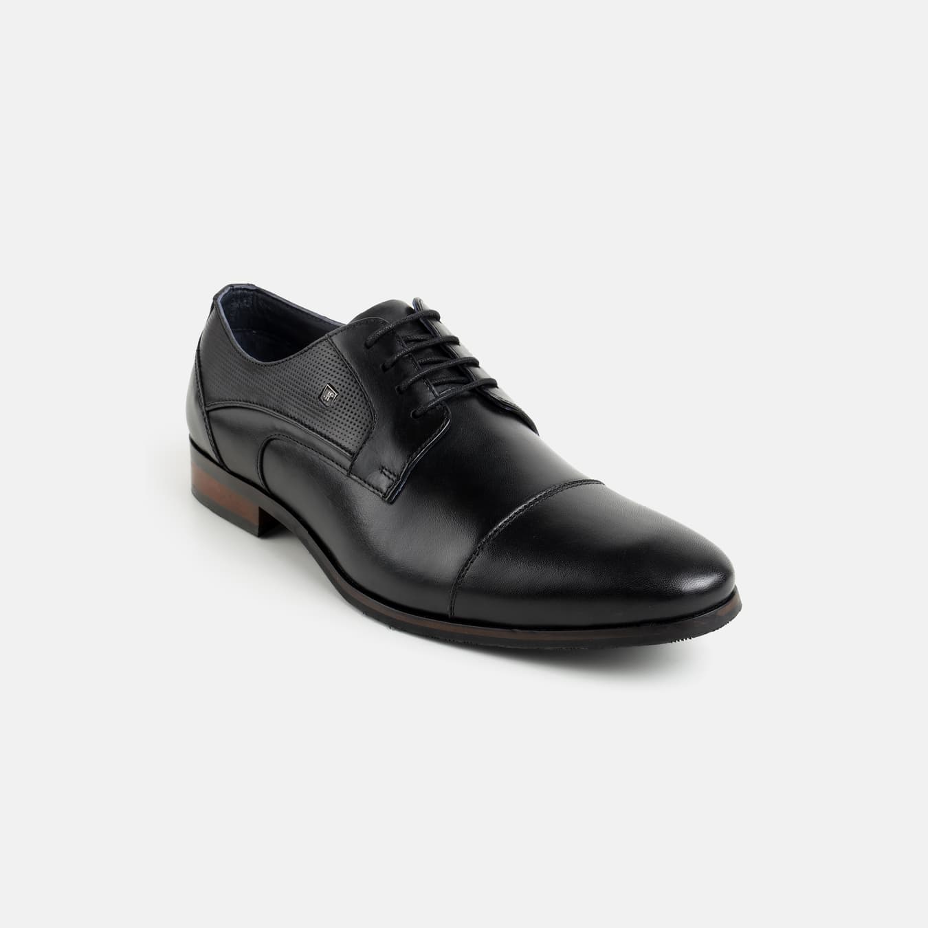 Men's Black Formal Almond Toe Leather Formal Shoes