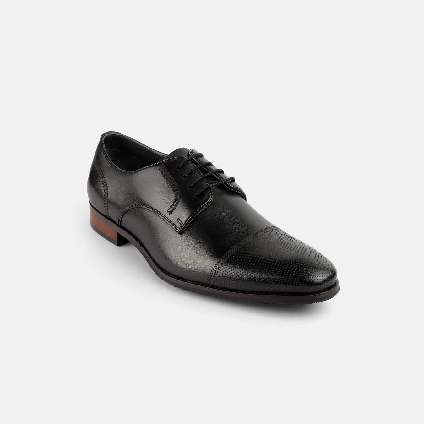 Men's Black Formal Almond Toe Leather Formal Shoes