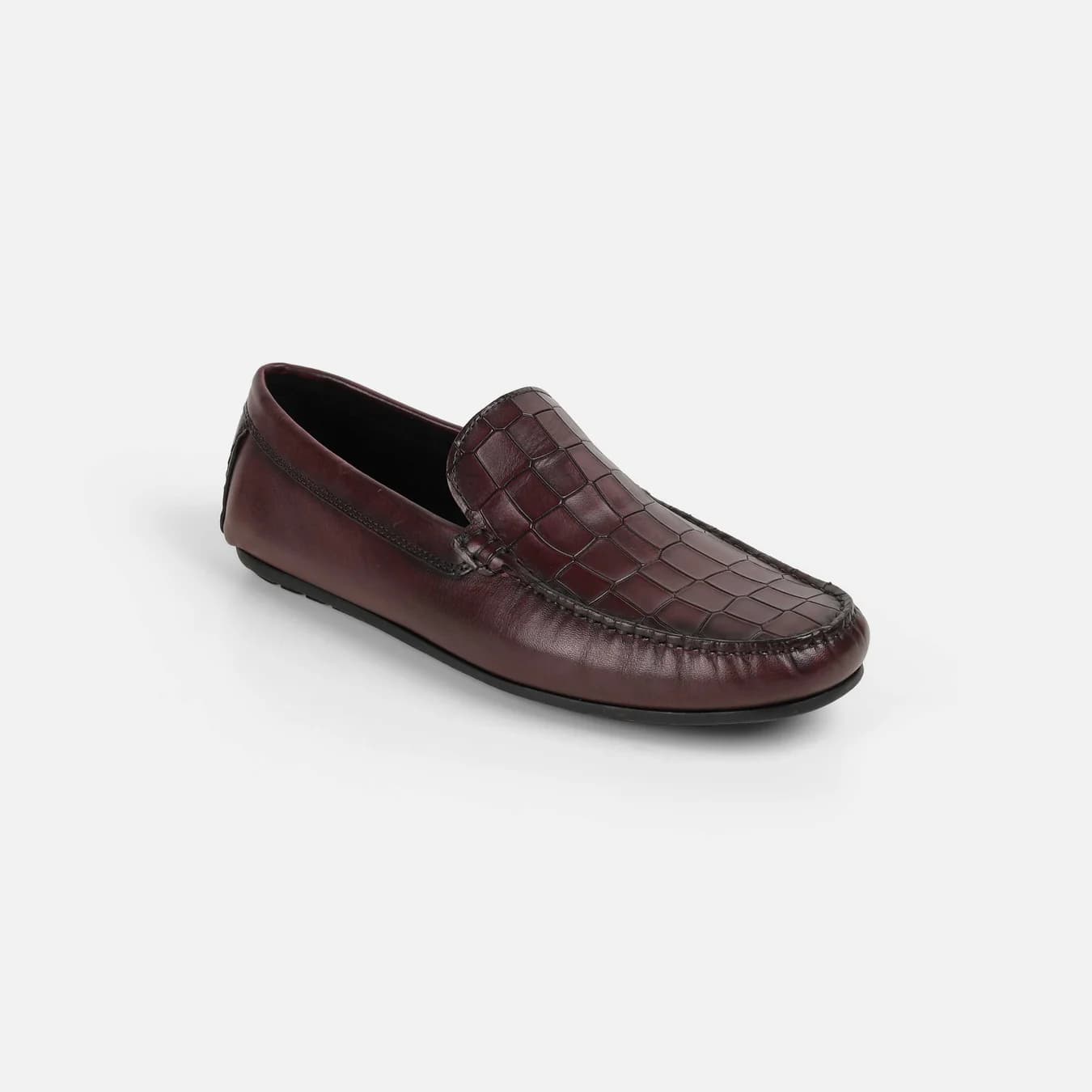 Men's Red Casual Round Toe Leather Casual Shoes