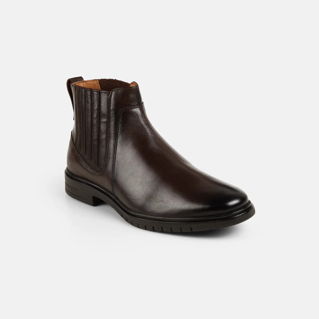 Men's Brown Casual Round Toe Leather Boots