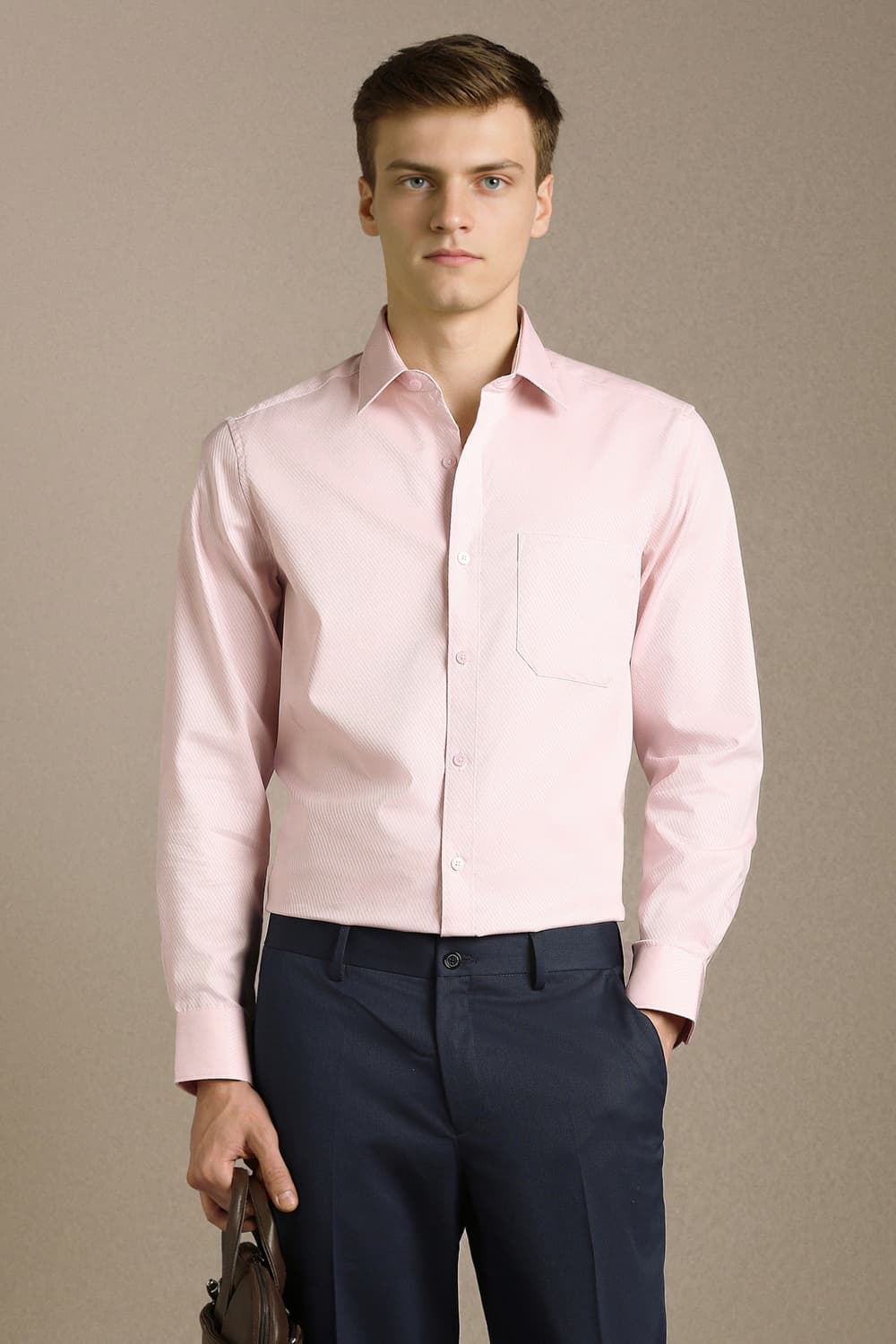Men's Pink Formal Textured Shirt