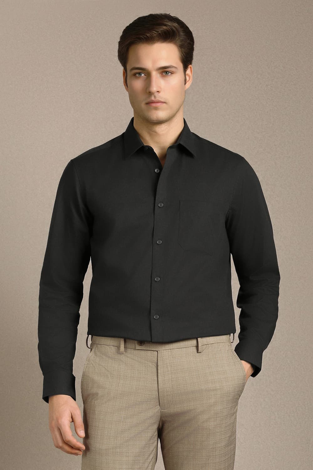 Men's Black Formal Solid Shirt