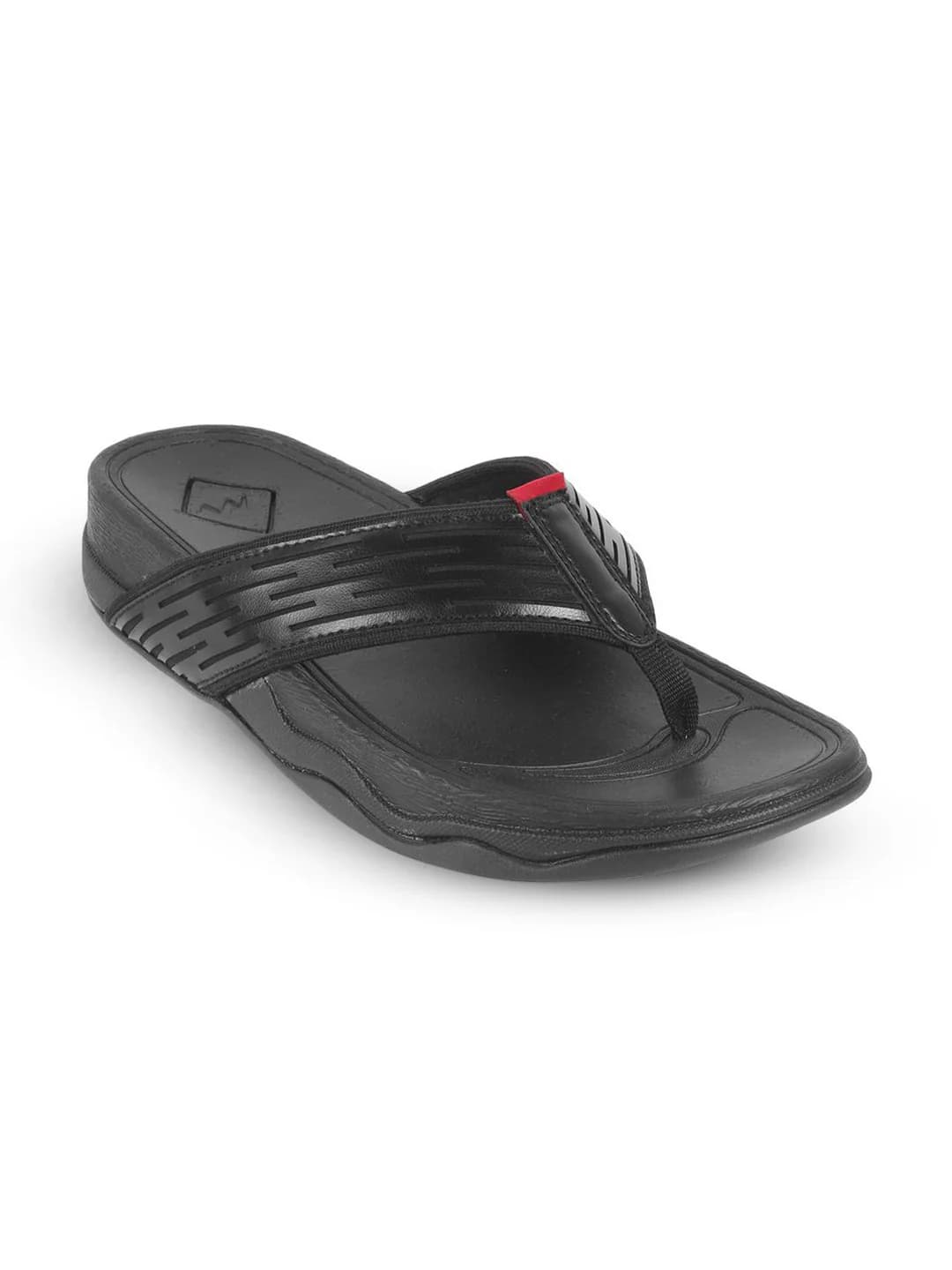 Men's Black Casual Round Toe Leather Sandals