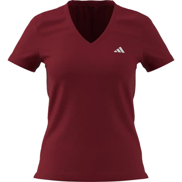 Women's Red Casual Solid V-Neck Tshirt