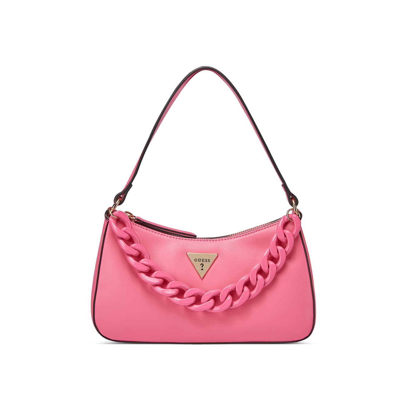 Women's Pink Solid Pu Gabbi Mini Top Zip Shoulder Bag