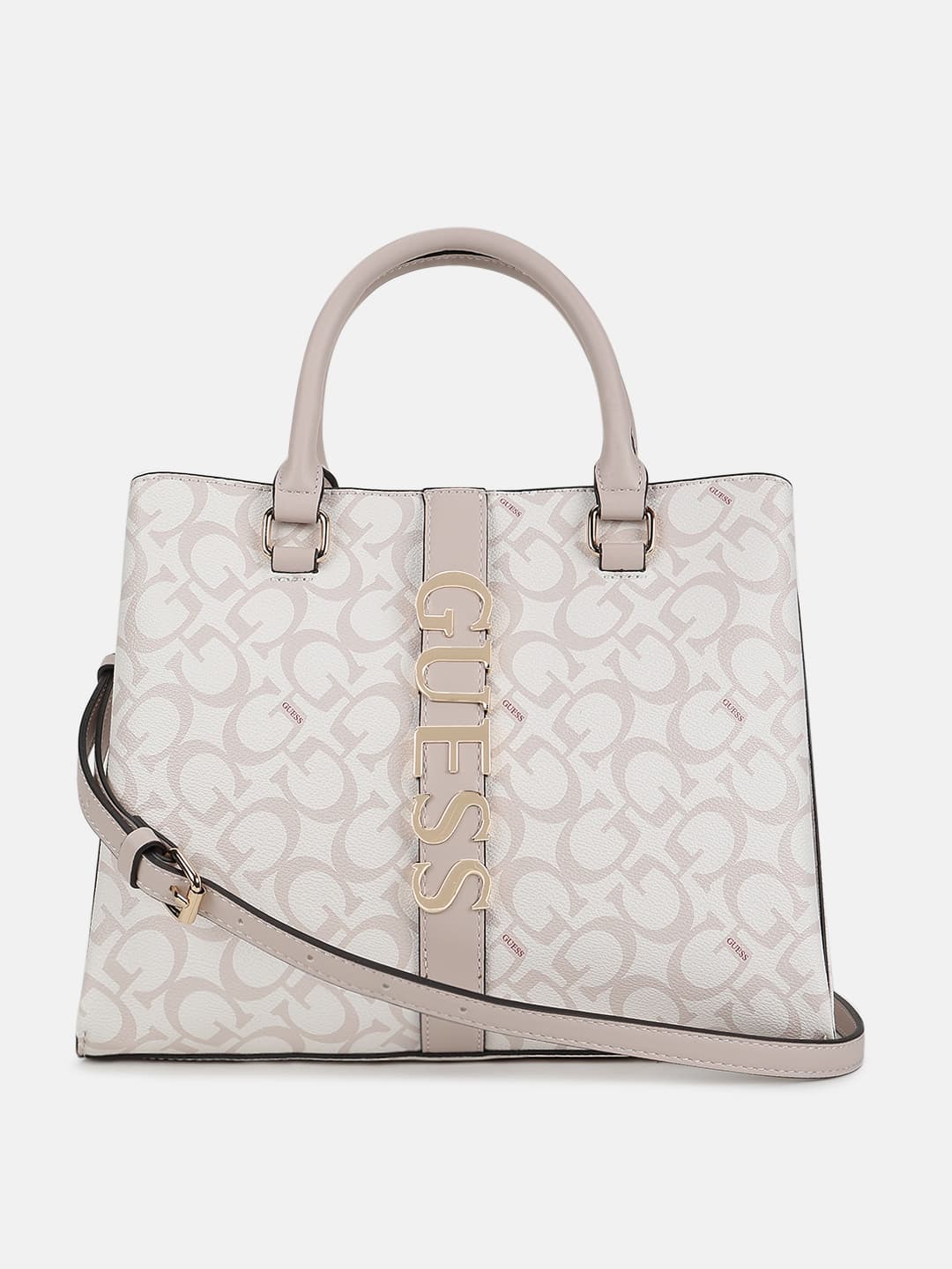 Women's White Printed Garrick Satchel Bag
