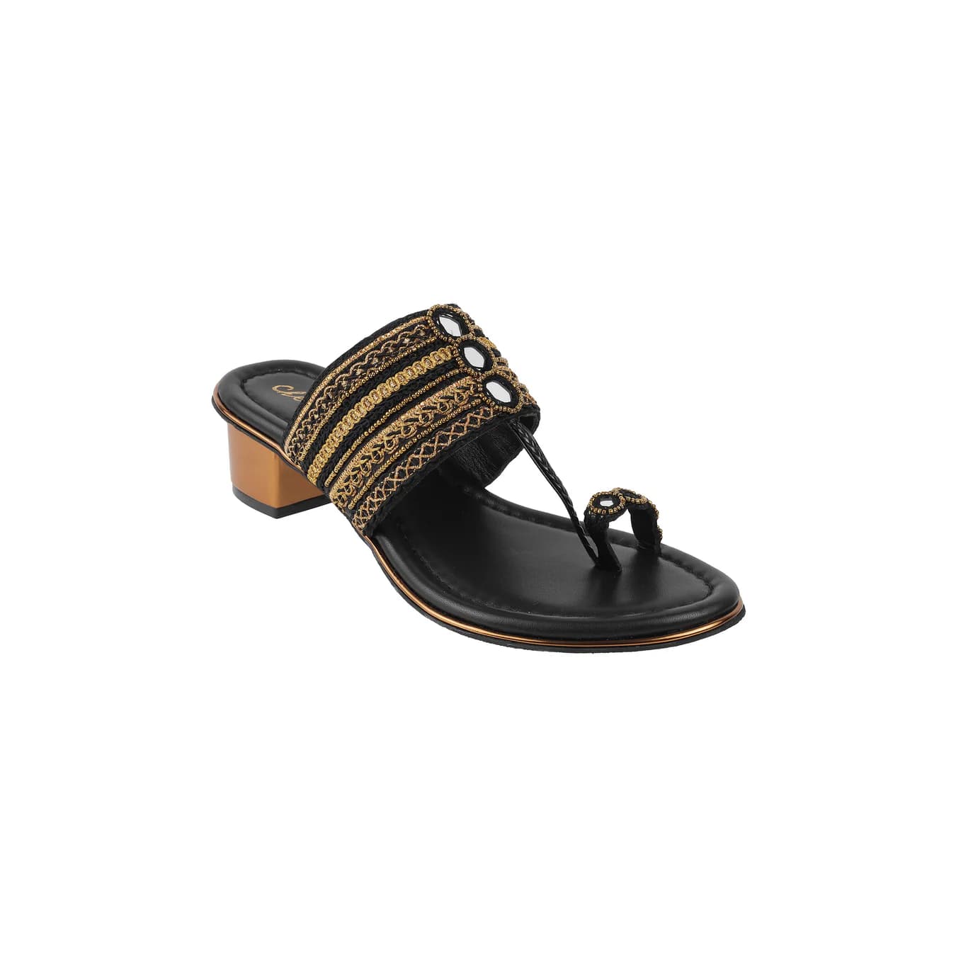 Women's Black Casual Round Toe Fabric Sandals