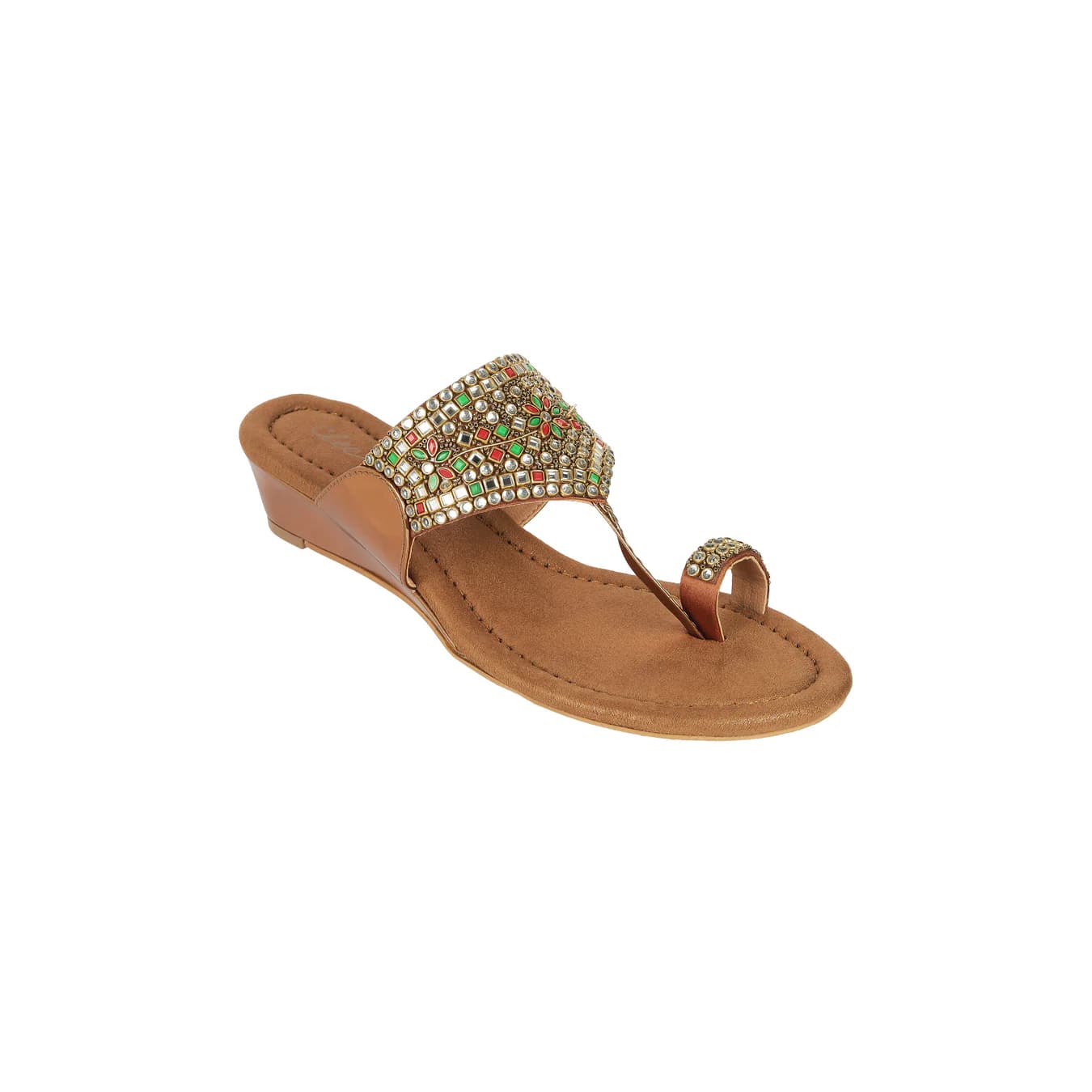 Women's Gold Casual Round Toe Synthetic Sandals