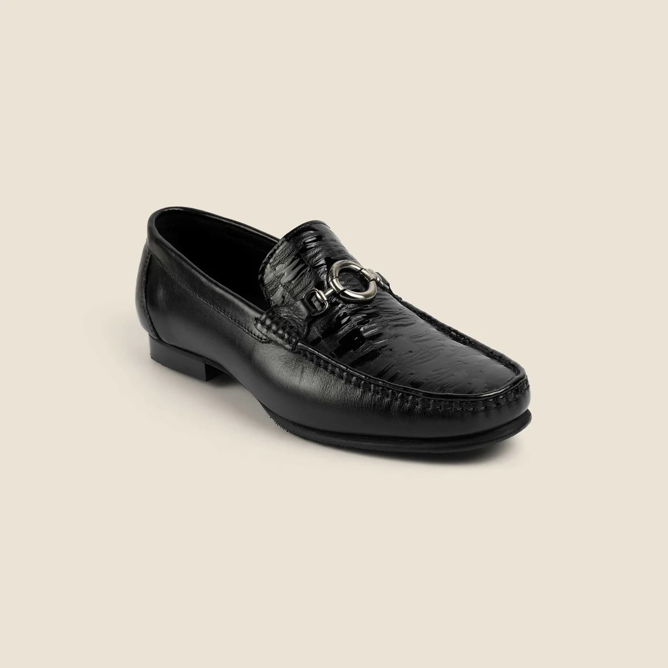 Men's Black Formal Almond Toe Leather Formal Shoes