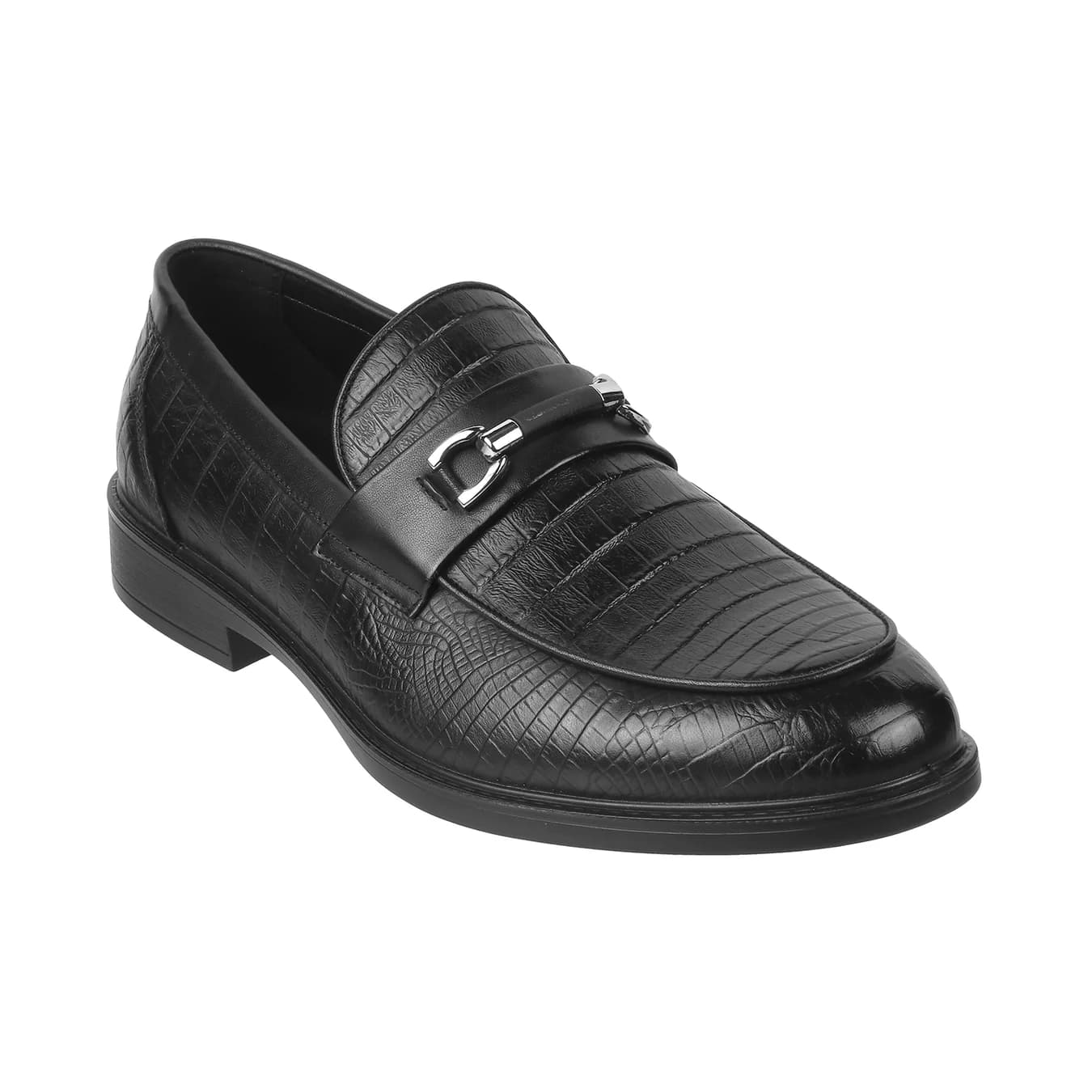 Men's Black Formal Almond Toe Leather Formal Shoes