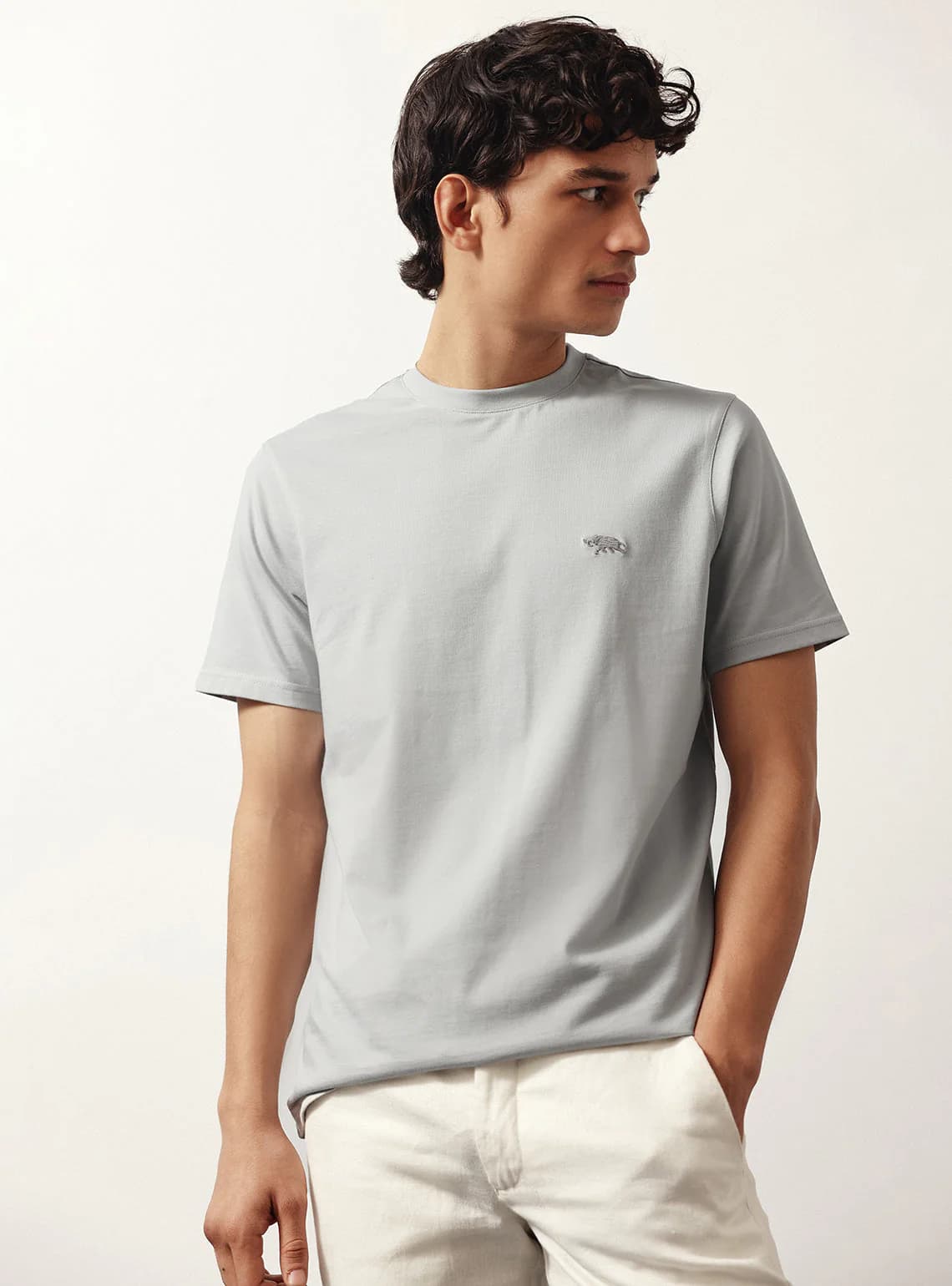 Men's Grey Casual Solid Half Sleeves Tshirt