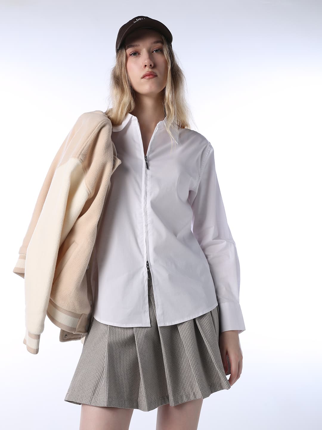 Women's White Casual Solid Full Sleeves Shirt