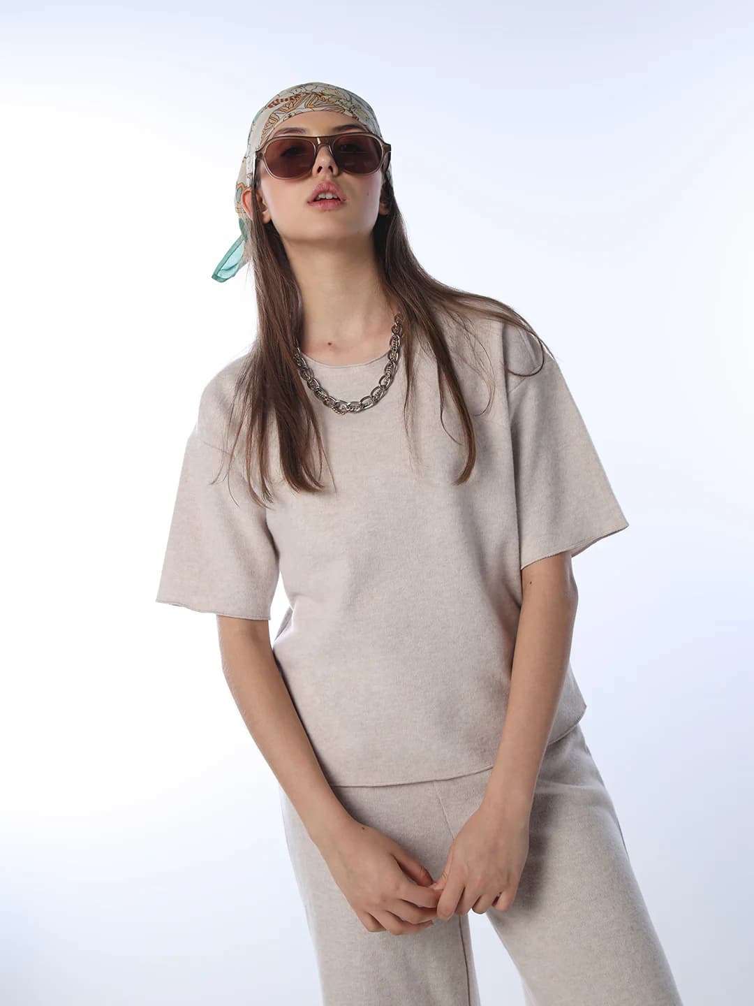 Women's Beige Casual Solid Half Sleeves Tshirt