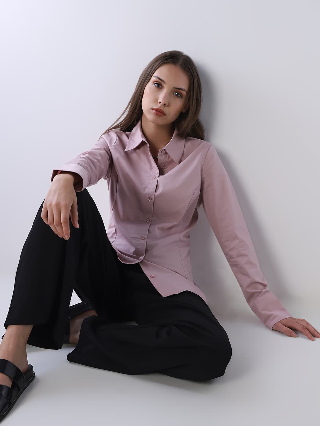 Women's Purple Casual Solid Full Sleeves Shirt