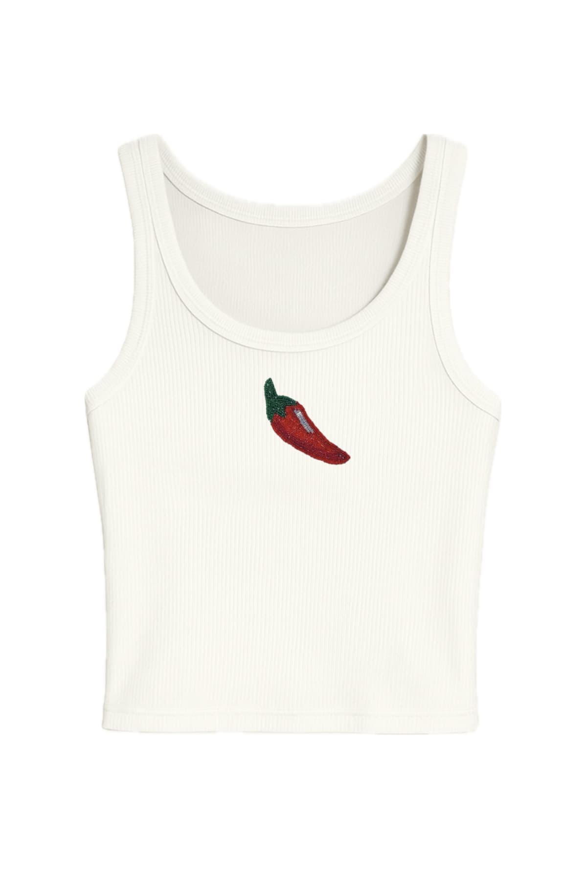 Women's White Casual Solid Embroidered Sleeveless Top