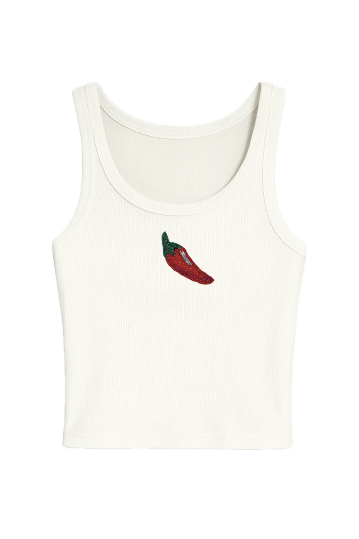 Women's White Casual Solid Embroidered Sleeveless Top
