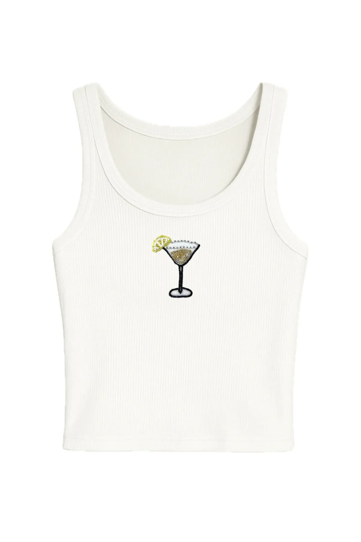 Women's White Casual Solid Embroidered Sleeveless Top