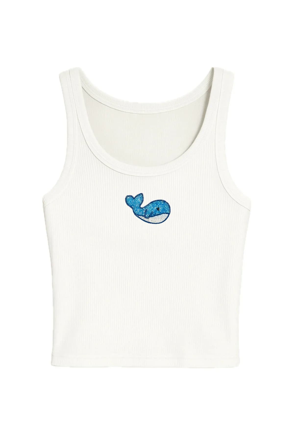 Women's White Casual Solid Embroidered Sleeveless Top