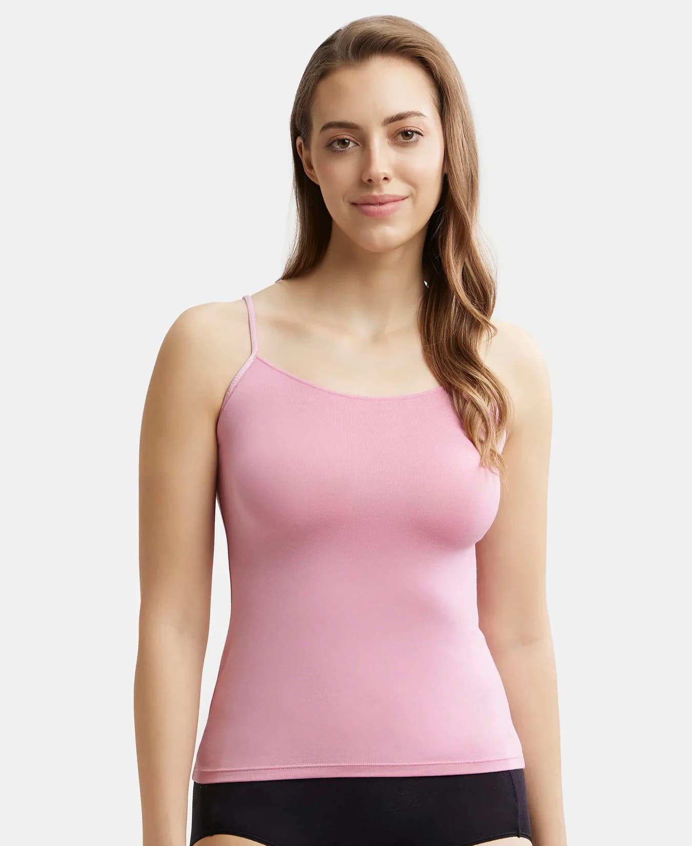 Women's Cashmere Rose Pink Micro Modal Elastane Stretch Camisole with Adjustable Straps