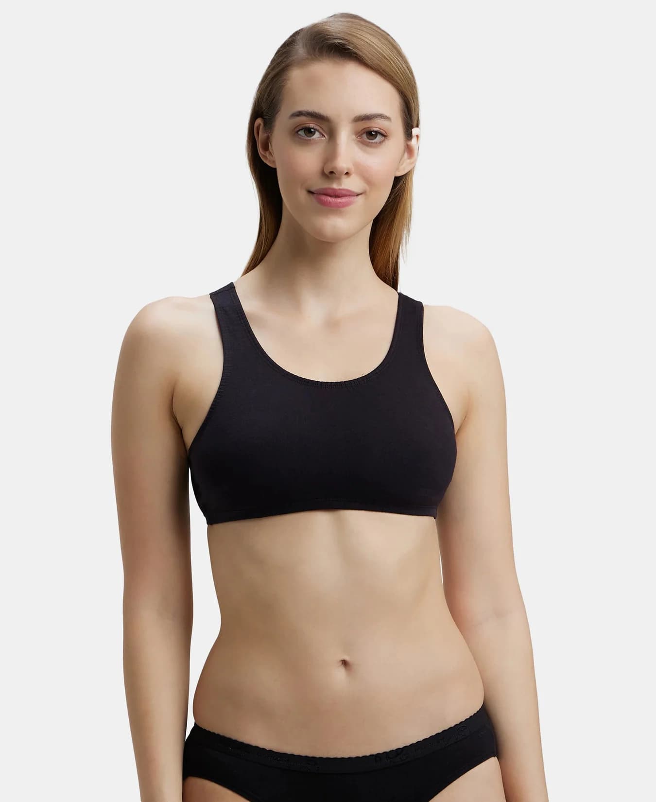 Women's Black Super Combed Cotton Elastane Stretch Slip On Crop Top