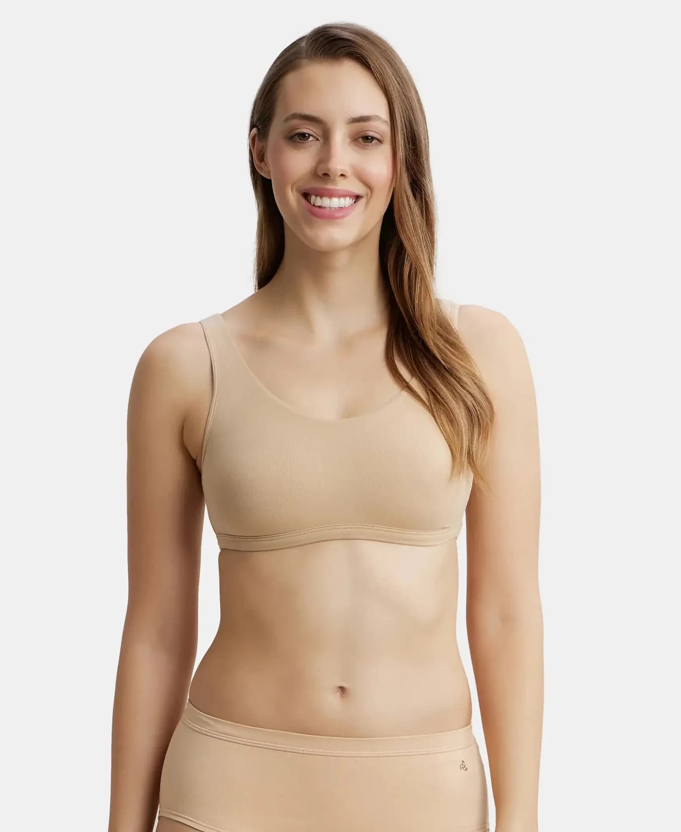 Women's Light Skin Beige Super Combed Cotton Elastane Stretch Slip On Lounge Bra