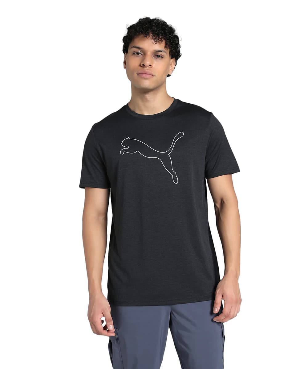 Men's Black Casual Train All Day Heather Cat Training Tshirt