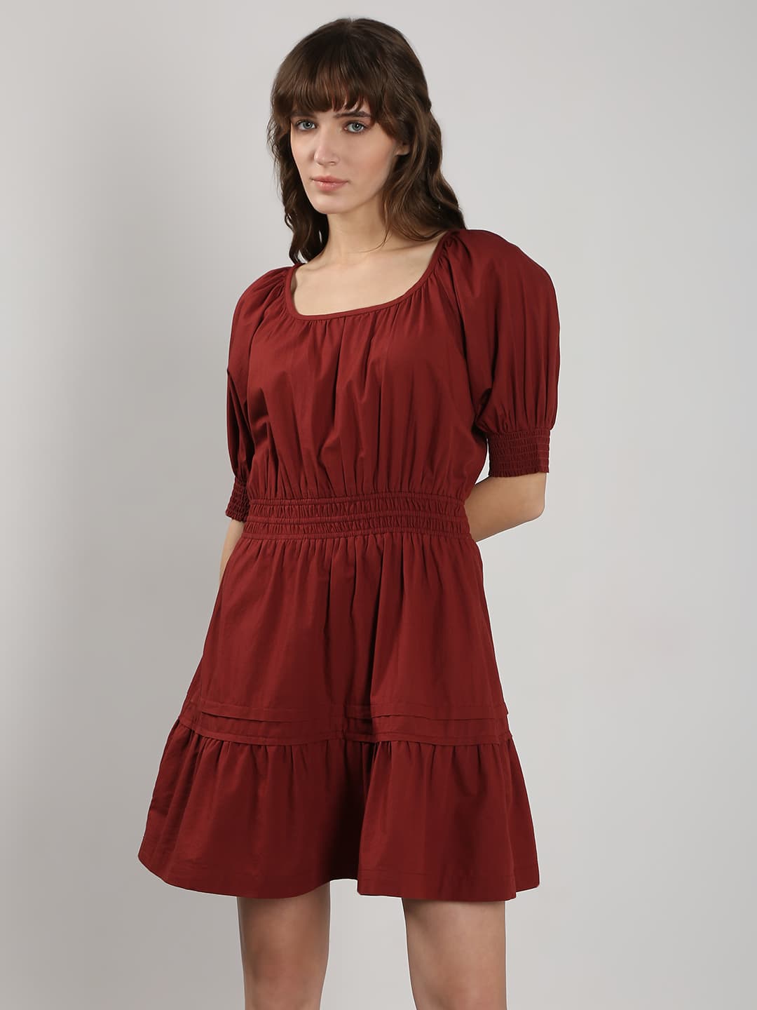 Women's Red Casual Fit & Flared Half Sleeves Dress