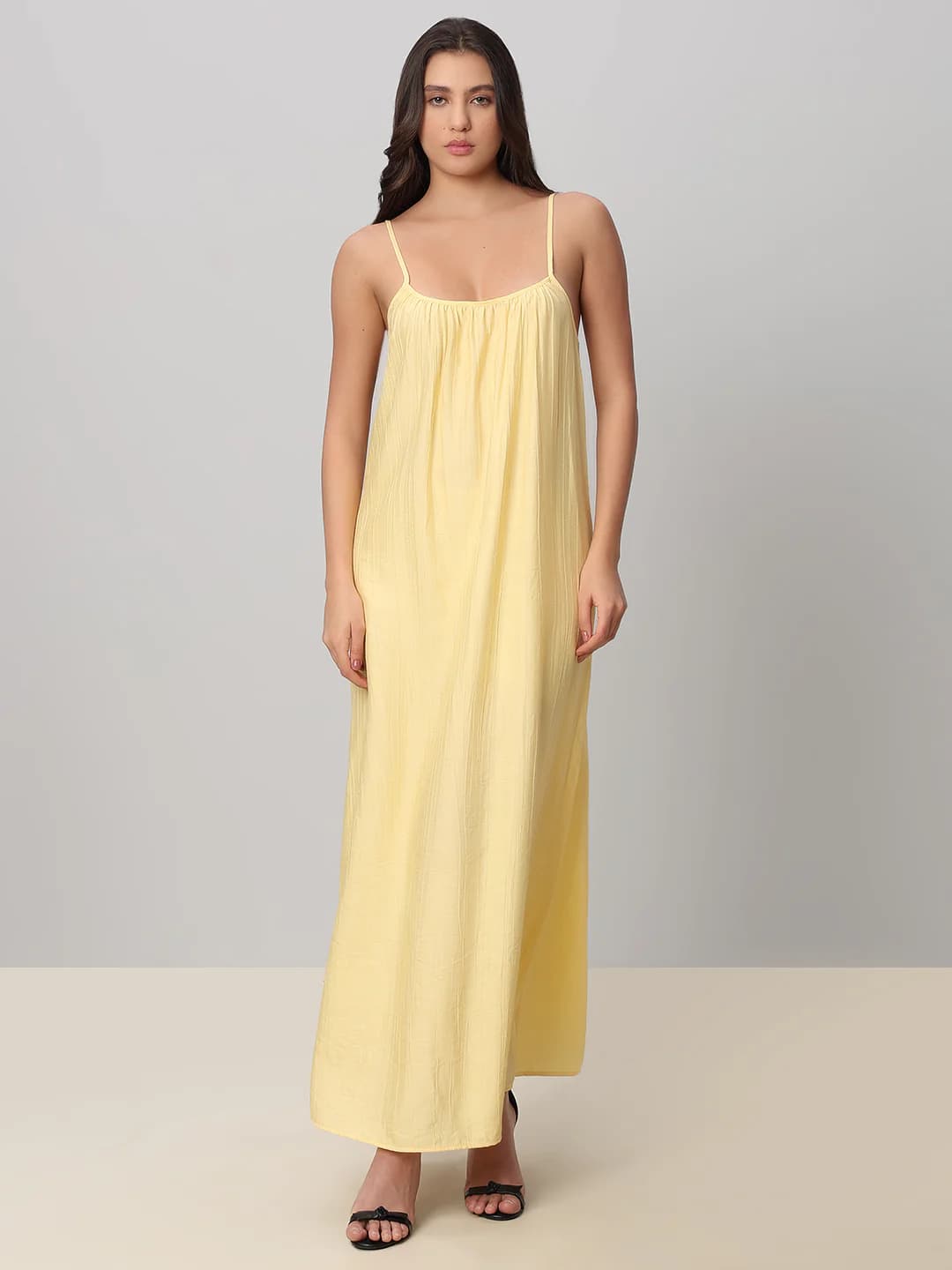 Women's Yellow Casual A-Line Sleeveless Dress