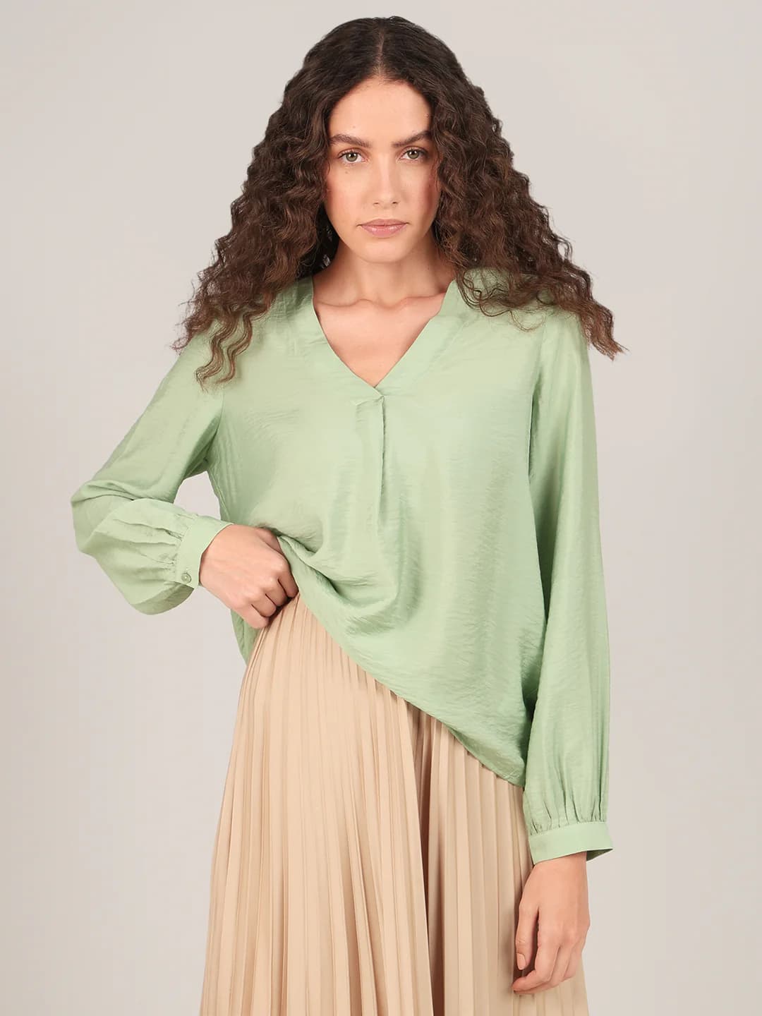 Women's Green Casual Full Sleeves Tops