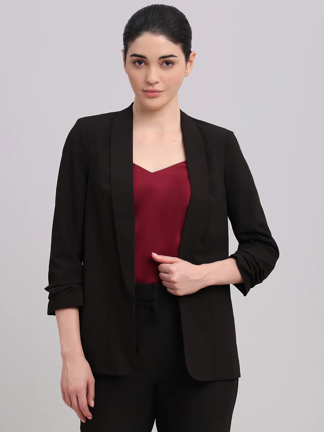 Women's Black Casual Full Sleeves Blazers