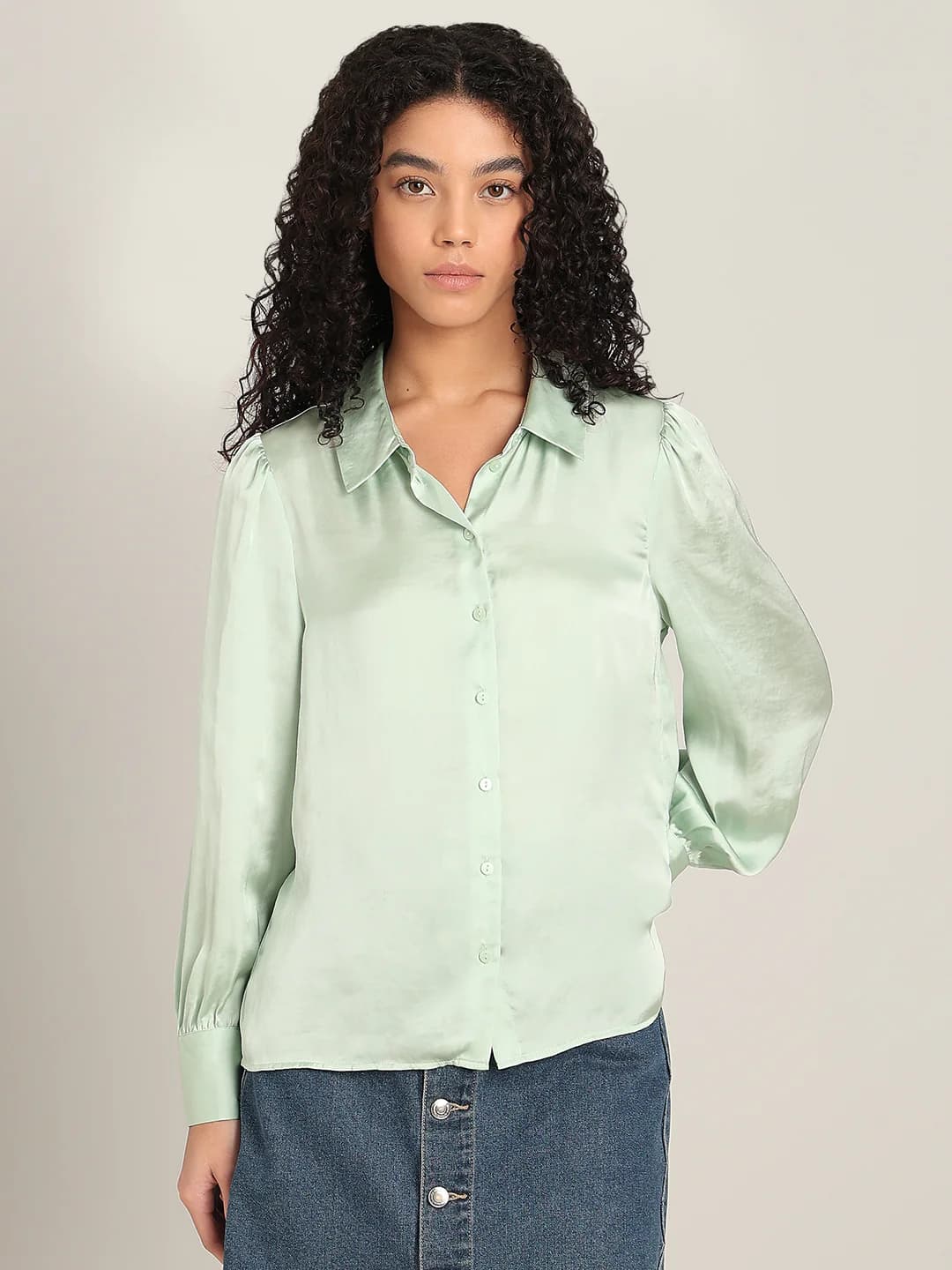 Women's Green Casual Full Sleeves Shirt