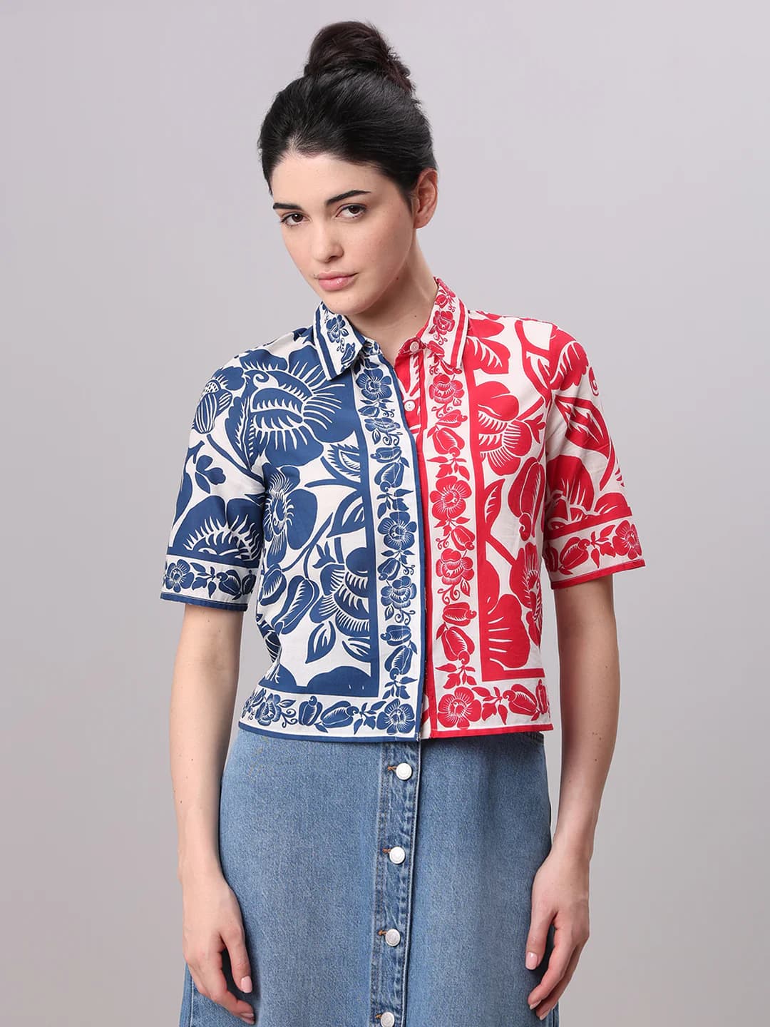 Women's White Casual Half Sleeves Shirt