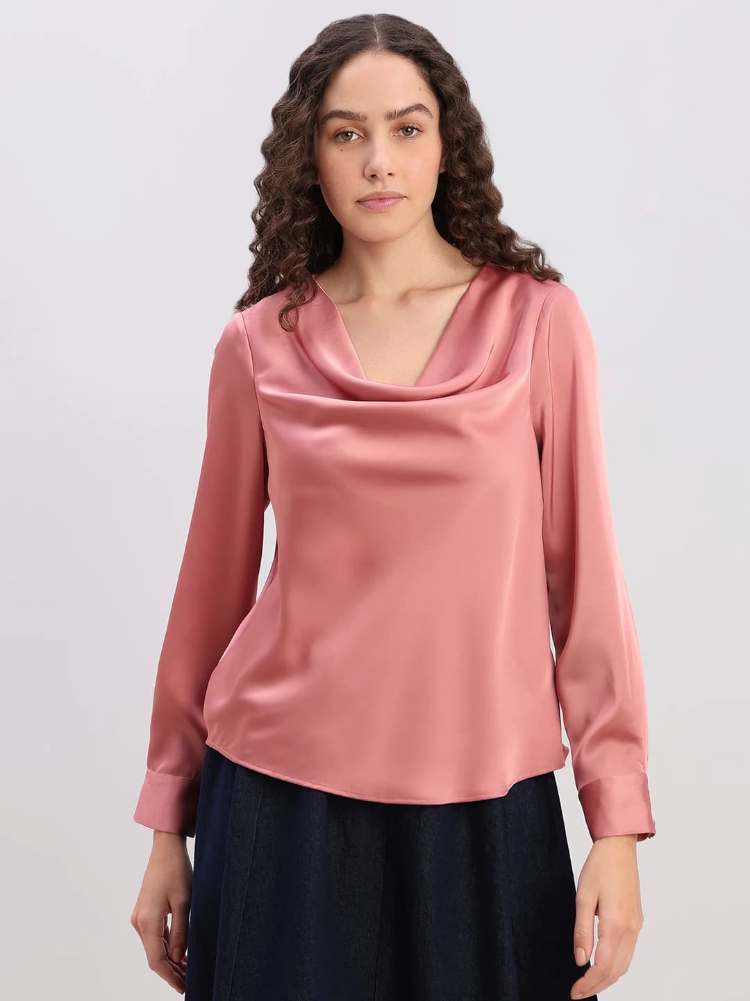 Women's Pink Casual Full Sleeves Tops
