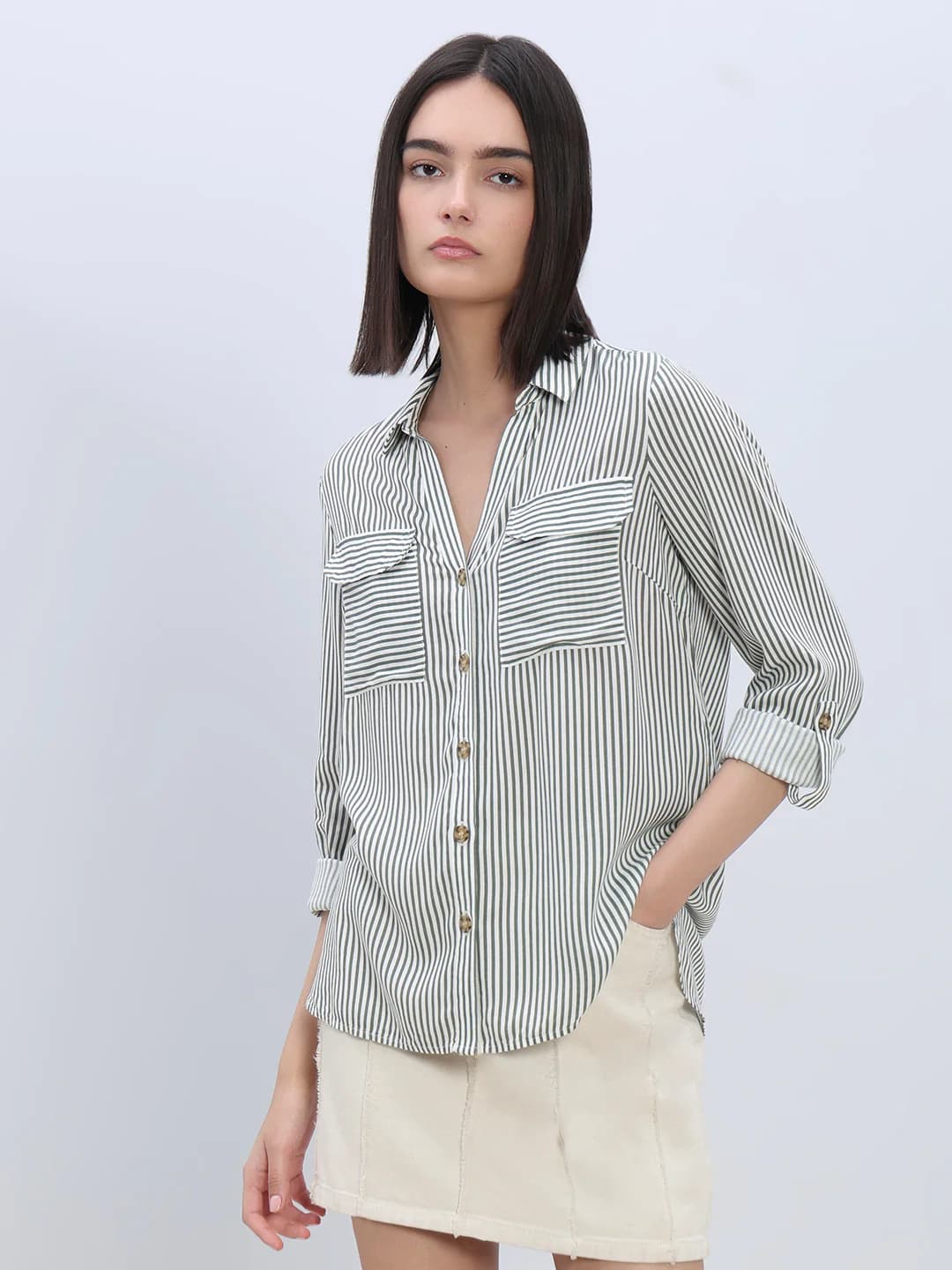Women's White Casual Full Sleeves Shirt