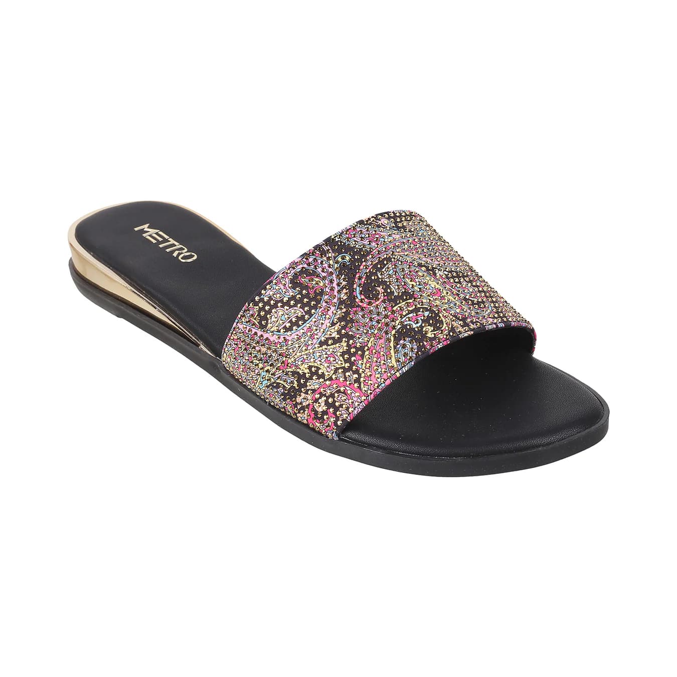 Women's Black Casual Round Toe Fabric Sandals