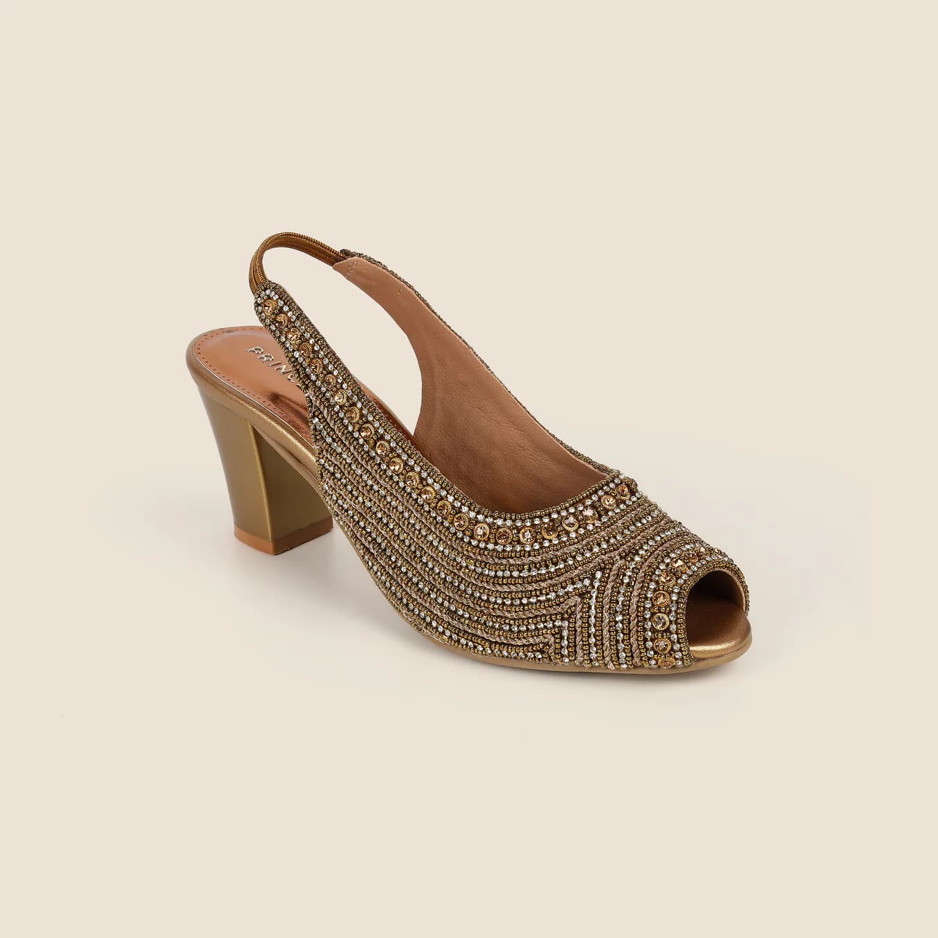 Women's Gold Casual Pointy Toe Synthetic Heels