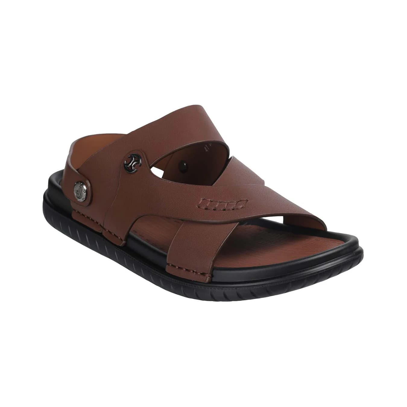Men's Brown Casual Round Toe Synthetic Sandals