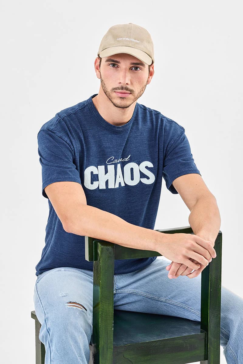 Men's Navy Casual Oversized Fit Graphic Half Sleeves Tshirt