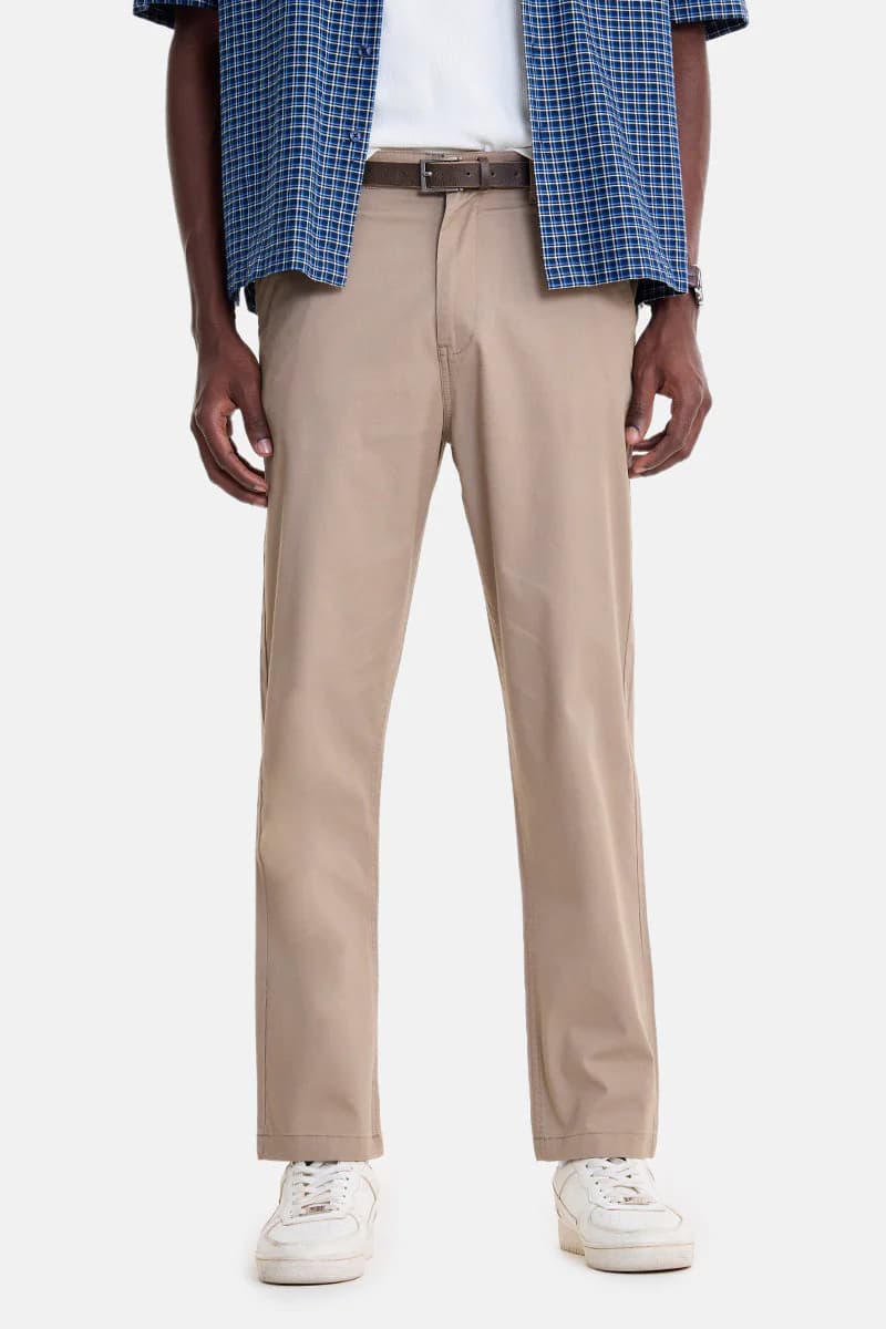 Men's Brown Casual Regular Fit Solid Trouser