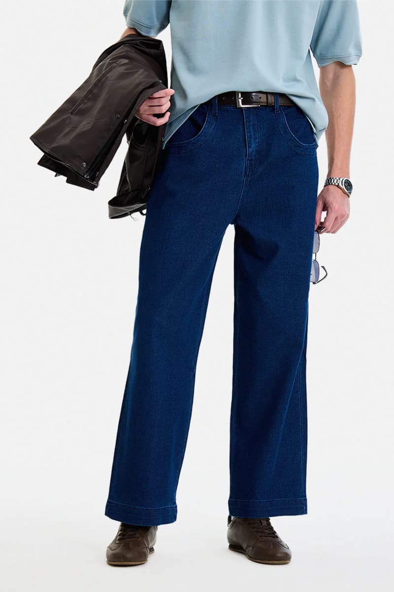 Men's Blue Casual Baggy Fit Solid Jeans