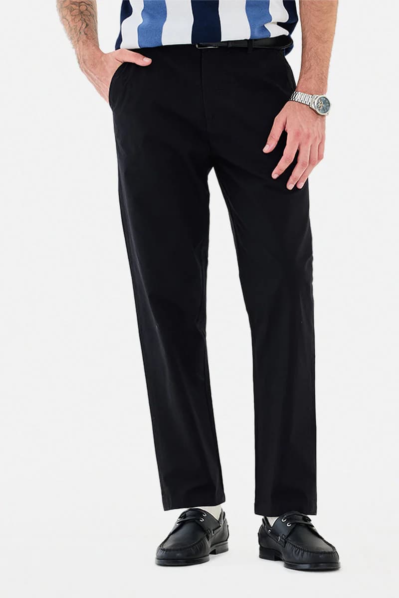 Men's Black Casual Regular Fit Solid Trouser