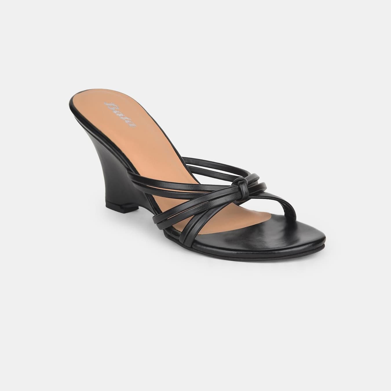 Women's Black Casual Synthetic Slip-Ons Sandals