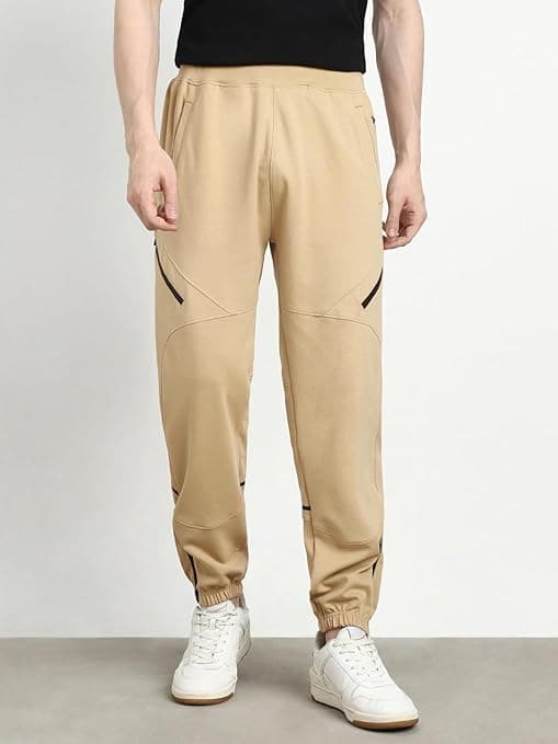 Men's Yellow Casual Straight Fit Mid Rise Jogger